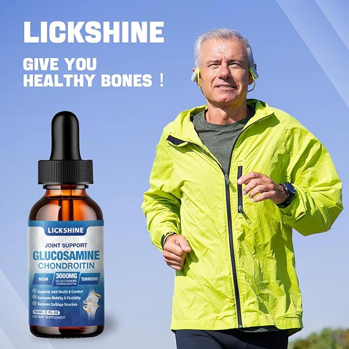 2 Pack Glucosamine Chondroitin MSM Liquid Drops - Extra Strength Joint Support Supplement for Adults with Quercetin Boswelia, Bromelain, Hyaluronic Acid, Antioxidant Immune Support (4 Fl oz)