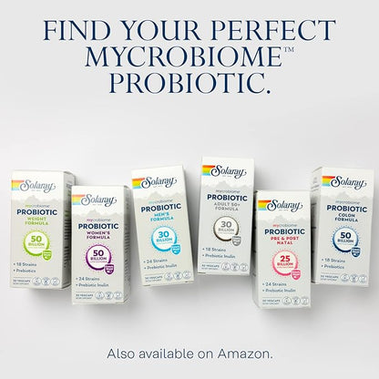 SOLARAY Mycrobiome Probiotic Women’s Formula, 24 Strains Plus Prebiotic Inulin, Specially Formulated for Women, Digestion, Mood & Urinary Tract Support, 50 Billion CFU, 30 Servings, 30 VegCaps