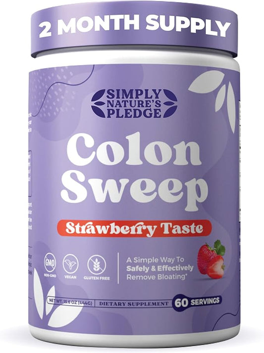 ColonSweep Psyllium Husk Powder Colon Cleanser - Vegan, Gluten Free Fiber Supplement - Safe Colon Cleanse for Constipation Relief, Bloating Relief & Gut Health -16 OZ (60 Servings)