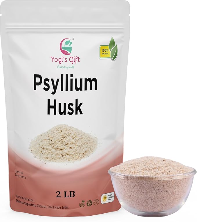 Psyllium Husk Whole 2 Lb | Use in Smoothies, Cooking and Baking | Unflavored, Fine Ground, 100% Natural, Non GMO | by Yogi's Gift®
