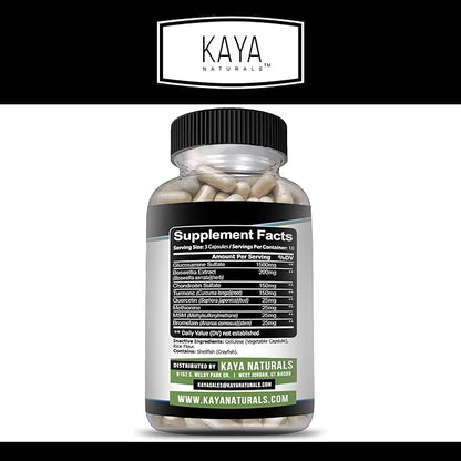 Kaya Naturals Mobility Flex Aid - Mobility Support Supplement for Men and Women - Turmeric Capsules with Glucosamine Sulfate - for Knee Support and Mobility Health - 30 Count