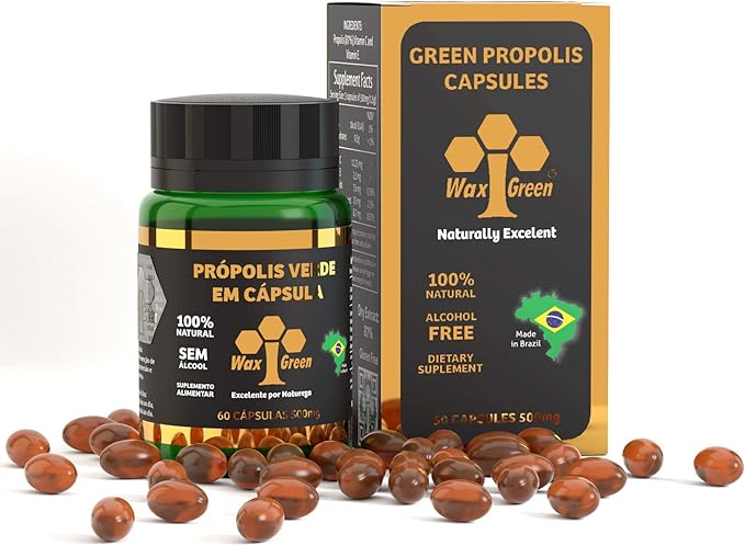4 Packs of Wax Green Bee Propolis 500mg (60 Capsules)