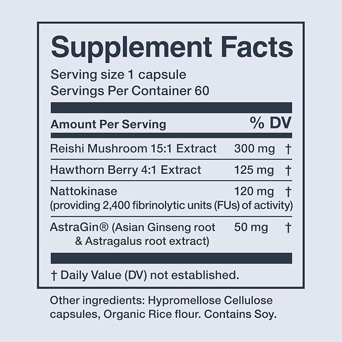 Melody Heart Health Supplements for Men & Women – Heart Tune Circulation, Blood Pressure, & Cardiovascular Health Support Supplement with Reishi, Hawthorn, Nattokinase & AstraGin, 60 Caps, 1 Pack