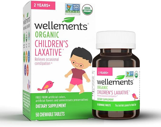 Wellements Organic Children's Laxative, Gentle Constipation Relief for Kids, Made with Organic Senna Leaf, USDA Certified Organic and Non-GMO, Free from Gluten, Artificial Colors and Flavors, Ages 2+