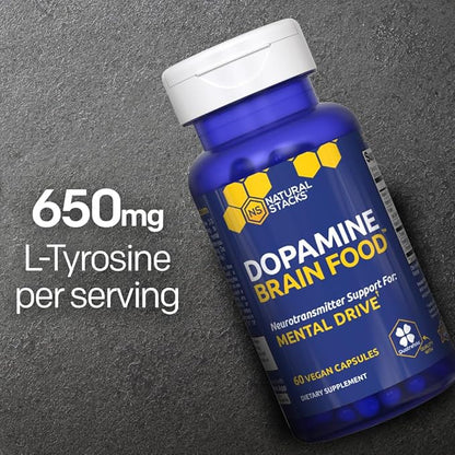 NATURAL STACKS Ginkgo Biloba + Dopamine Brain Food Bundle - Supports Focus & Mental Drive* - 120 Capsules