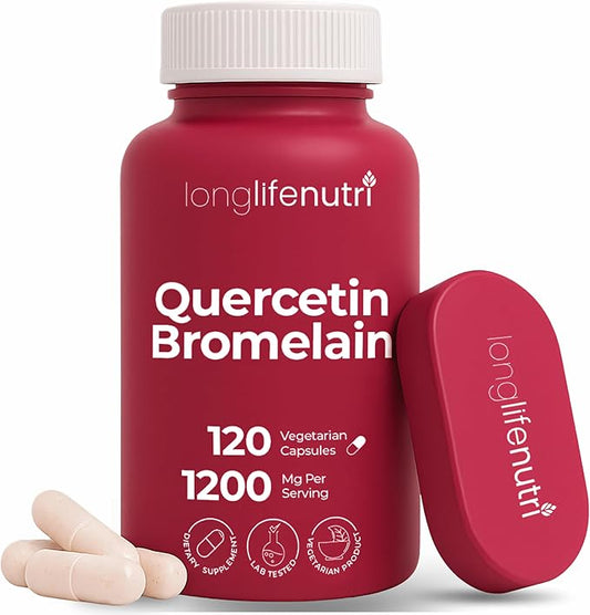 Quercetin 1000mg with Bromelain 200mg - 120 Vegetarian Capsules, Organic Dihydrate Complex for Joint Mobility & Respiratory Balance, 2-Month Supply, GMP Certified, Made in USA