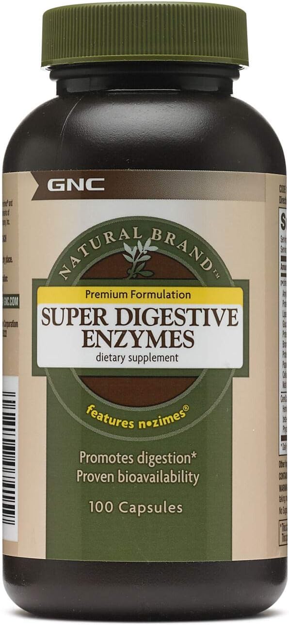 GNC Natural Brand Super Digestive Enzymes | Promotes Protein, Carbohydrate and Fat Digestion | 100 Capsules