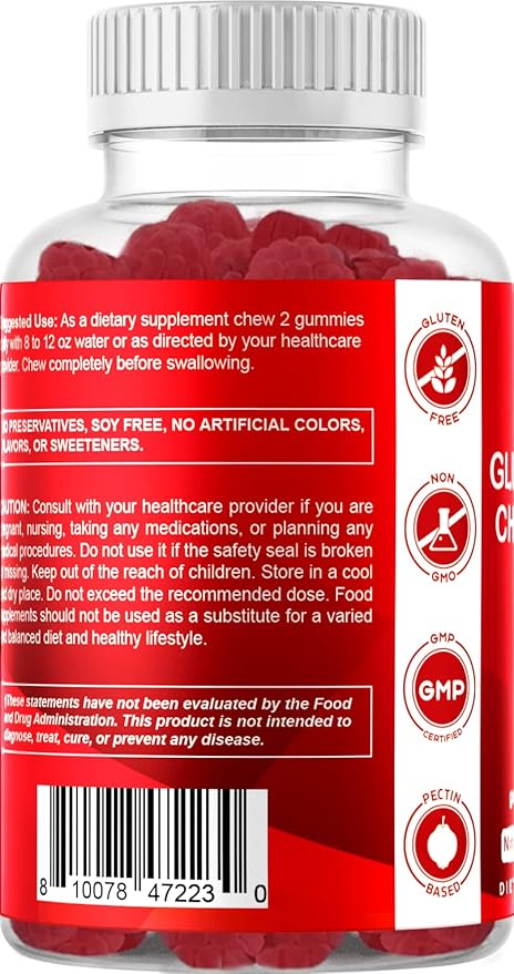 Vitamatic Glucosamine Chondroitin Gummies with MSM & Vitamin E – Joint Support Formula – 60 Pectin-Based Vegan Gummies