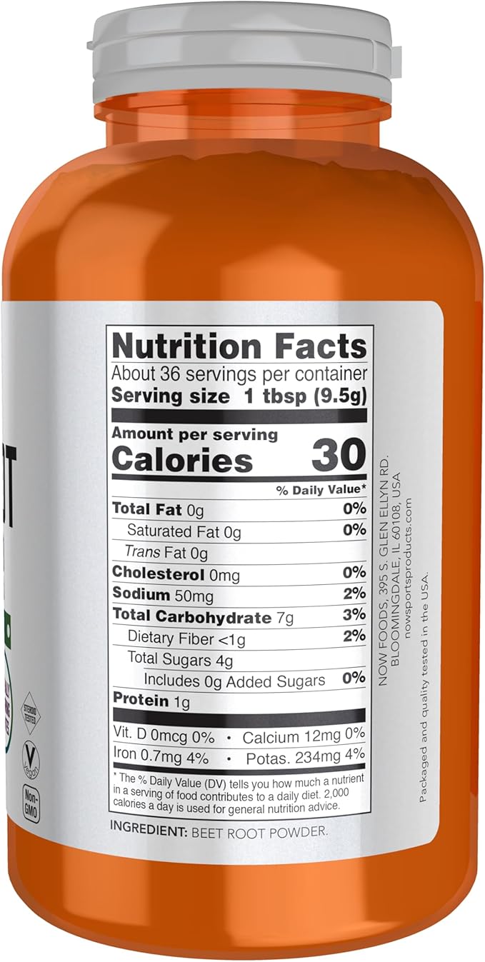 NOW Foods Sports Nutrition, Beet Root Powder, Super Food With Naturally Occurring Nitrates, 12-Ounce
