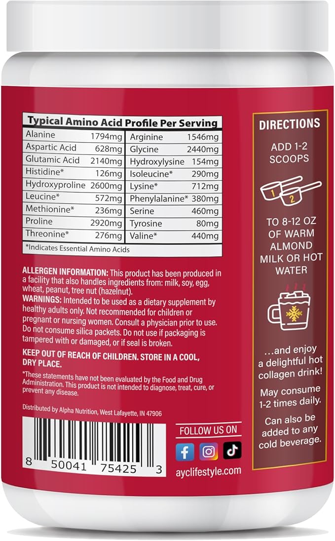 Chocolate Peptides Powder, Grass Fed Hydrolyzed Type 1&3 Collagen, Promotes Hair, Skin, Nails, Bones, Joint Health (30 Servings) (Hot Chocolate)
