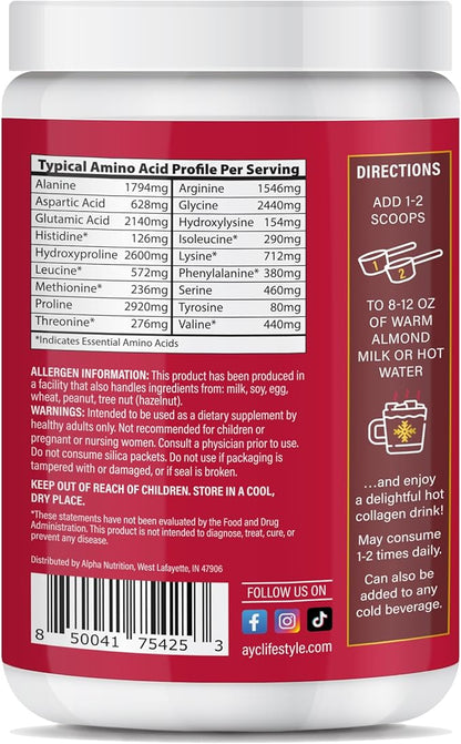 Chocolate Peptides Powder, Grass Fed Hydrolyzed Type 1&3 Collagen, Promotes Hair, Skin, Nails, Bones, Joint Health (30 Servings) (Hot Chocolate)