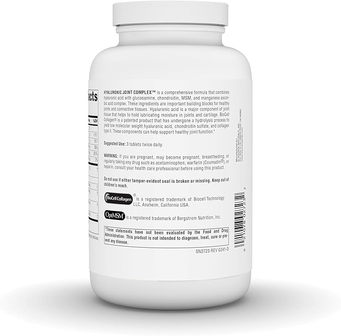 Source Naturals Hyaluronic Joint Complex with Glucosamine, Chondroitin & MSM Extra Strength - 240 Tablets