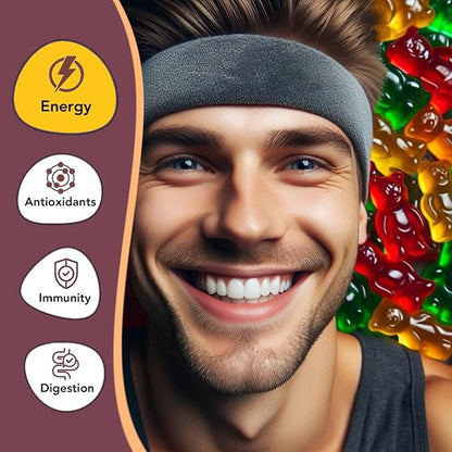 Cordyceps Mushroom Gummies| 5400*mg per Serving| Cherry, Grape, Apple, Orange| 60 Pectin Gummies| Natural Energy Boost Stamina Endurance Gummies| Vegan Supplement| Made in USA