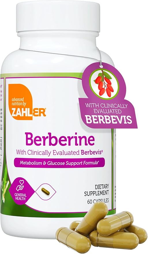Berberine with Clinically Evaluated Berbevis, Metabolism and Glucos Support Formula, 60 Capsules.