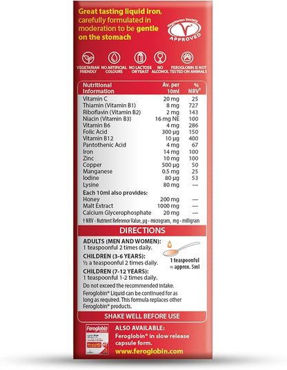 Gentle Iron and Nutrient Liquid - Reduce Tiredness and Fatigue | Maintain Health and Vitality | Natural Iron Source
