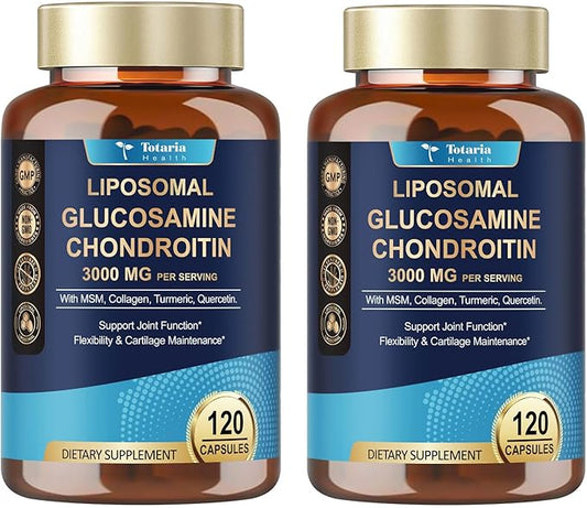 (2 Packs) Glucosamine Chondroitin MSM Collagen, 3000MG HSA FSA Eligible Items Only List for Men & Woman, Hsa Store Eligible Items Supplement, Glucosamine Chondroitin Sulfate 120 Capsules Made in USA