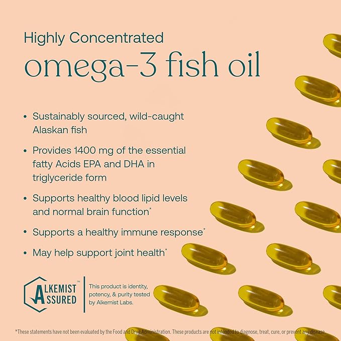 True Grace Omega-3 Fish Oil - 180 Softgels, Refill Pouch - 1400 mg EPA + DHA - Brain, Heart, Joint & Immune Health - Organic, Gluten Free, Soy Free