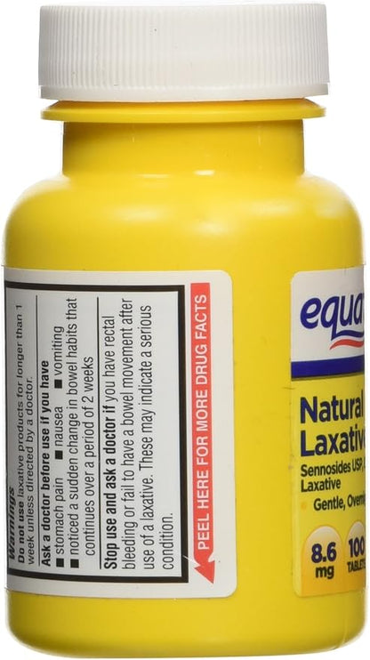 Equate Natural Vegetable Laxative, Sennosides 8.6 mg Tablets, 100-Count Bottle