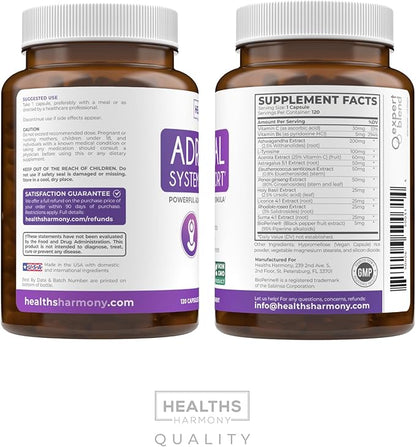 Adrenal Support & Cortisol Manager (Non-GMO) Powerful Adrenal Health with L-Tyrosine & Ashwagandha - Maintain Balanced Cortisol Levels & Stress Relief - Fatigue Supplement - 120 Capsules