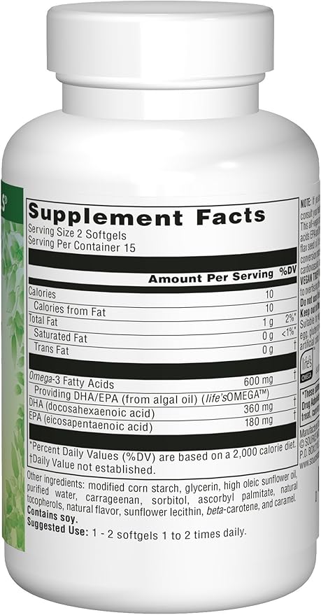 Source Naturals Vegan True, Non-Fish Omega-3s, EPA-DHA Supports Heart and Brain Health*, 300 mg - 30 Vegan Softgels