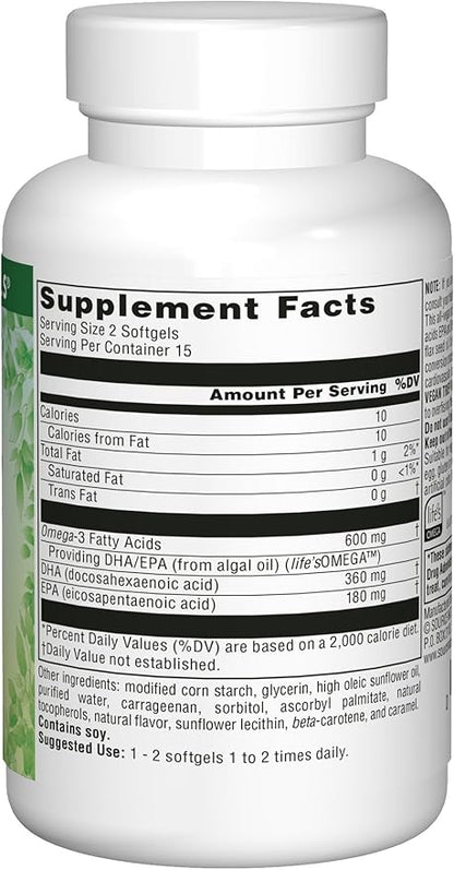 Source Naturals Vegan True, Non-Fish Omega-3s, EPA-DHA Supports Heart and Brain Health*, 300 mg - 30 Vegan Softgels
