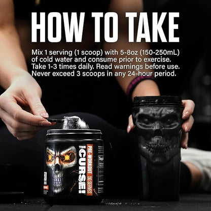 JNX SPORTS The Curse! Pre Workout Powder for Men & Women, Caffeine, Beta-Alanine, Creatine, L-Citrulline, 50 Servings, Sour Candy Flavor – Boost Energy, Strength & Focus