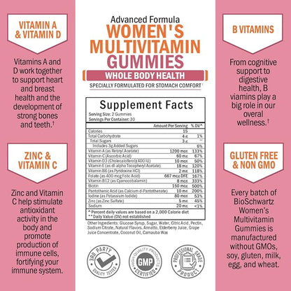 Women's Multivitamin Gummies with Vitamin A C B6 B12 D & E Vitamins for Immune Support - Gummy Multivitamin for Women for Bone Breast Skin Joint & Energy Dietary Supplement, Mixed Berry Flavor, 60 Ct
