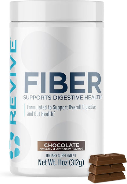 Revive MD Fiber Supplement for Digestive & Gut Health - 5g of Dietary Fiber Supports a Healthy Digestive System with Psyllium Husk & More - 30 Servings, Chocolate