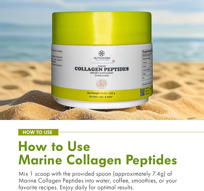 Hydrolyzed Marine Collagen Peptides Powder | Type 1 Protein Supplement | Unflavored Dietary Supplement | Supports Skin Elasticity, Joint Function, Hair Growth & Healthy Nails | 30 Servings