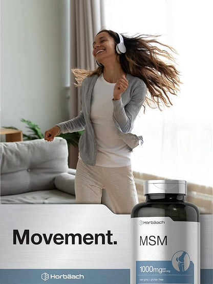 Horbäach MSM Supplement Capsules | 1000mg | 250 Count | Non-GMO and Gluten Free Formula | Methylsulfonylmethane