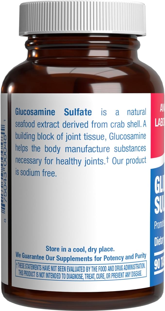 Glucosamine Sulfate Joint Health Supplement - Soft Tissue Cartilage Tendon and Ligament Supplement for Enhanced Mobility Comfort and Flexibility - Non-GMO Sodium Free & Made in The USA - 90 Servings