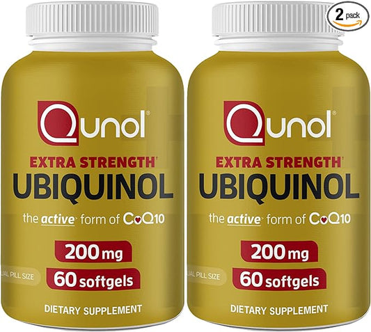 Qunol Ubiquinol CoQ10 200mg Softgels, Ubiquinol 200mg - Active Form of Coenzyme Q10, Antioxidant for Heart Health - 60 Count (Pack of 2)