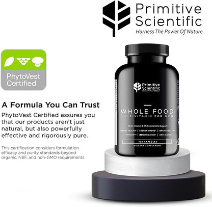 Whole Food Natural One-a-Day Multivitamin and Mineral Capsules for Men - All-Day Energy, Inner Zen, and Stronger You (120 Capsules)