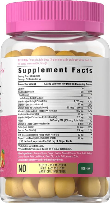 Carlyle Prenatal Gummies for Women | with DHA & Folic Acid | 60 Count | Fruit Flavor | Non-GMO, Gluten Free Supplement | for Her
