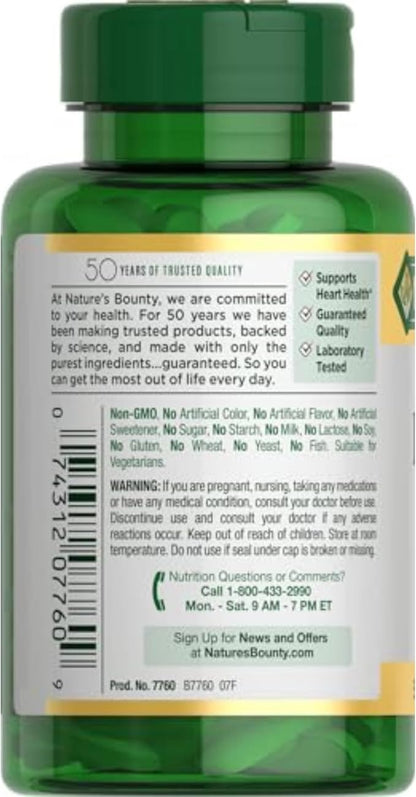 Nature's Bounty L-Arginine 1000mg for Supporting Blood Flow and Vascular Function – Non-GMO, Gluten Free, 50 Tablets (Pack of 2)
