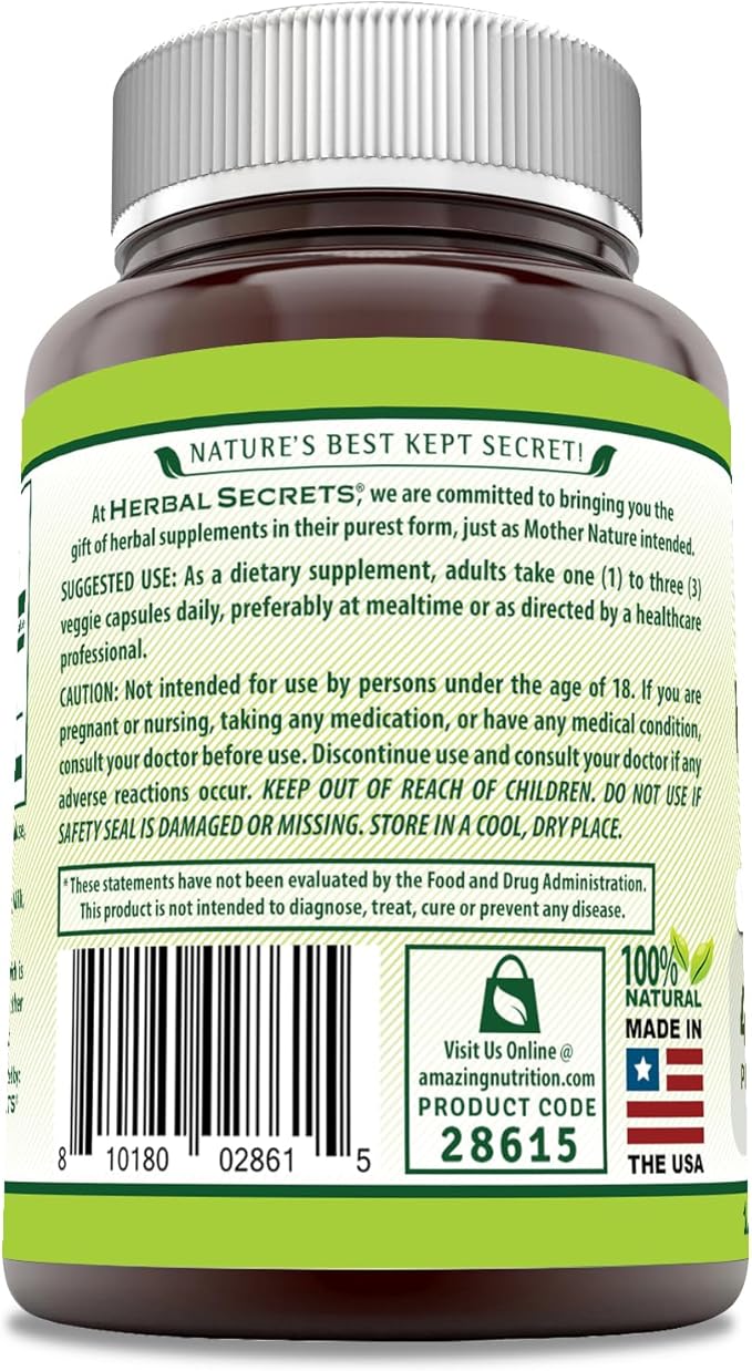 Herbal Secrets Korean Ginseng Root Extract 120 Veggie Capsules Supplement | Non-GMO | Gluten Free | Made in USA