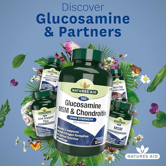 Nature's Aid Glucosamine 500mg, MSM 500mg + Chondroitin 100mg 180 Tablets