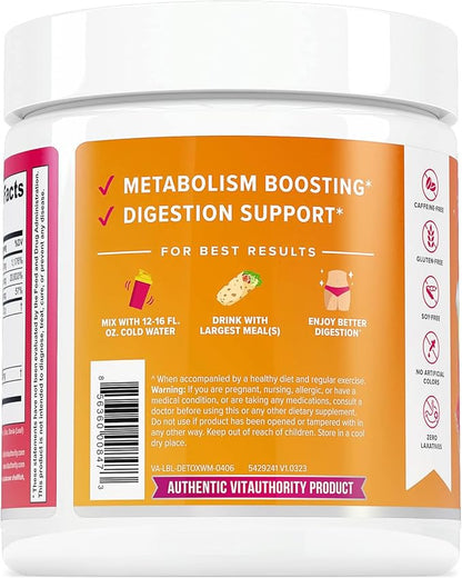 ACV Gut Cleanse Detox Powder | Detox Cleanse Metabolism Booster for Weight Loss | Nourishing L-Carnitine & Digestive Enzymes | Digestion & Bloating Relief for Women | Watermelon Flavored, 50 Servings.