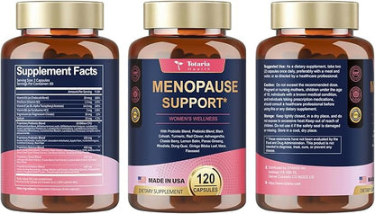 Complete Menopause Supplements for Women, 40-in-1 Hormone Balance for Women Night Sweats Relief, Hot Flashes, w/Black Cohosh, Probiotics, DIM, Vitex, Dong Quai, Red Clover, 120 Capsules