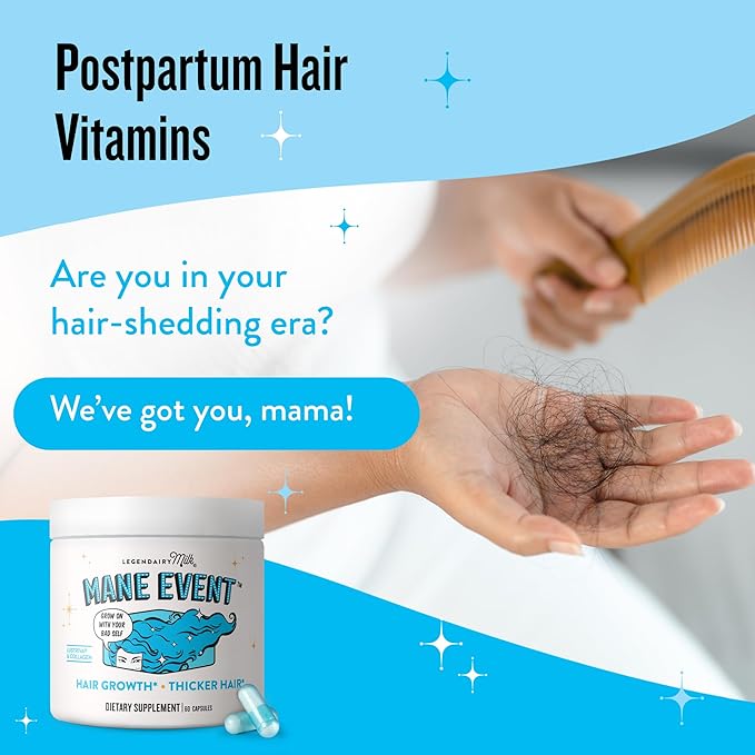 Legendairy Milk Mane Event™ - Hair Skin and Nails Vitamins with Collagen Peptides, Biotin & Lustriva® - Hair Vitamins for Women - Supplement Promotes Hair Growth for Thicker & Fuller Hair