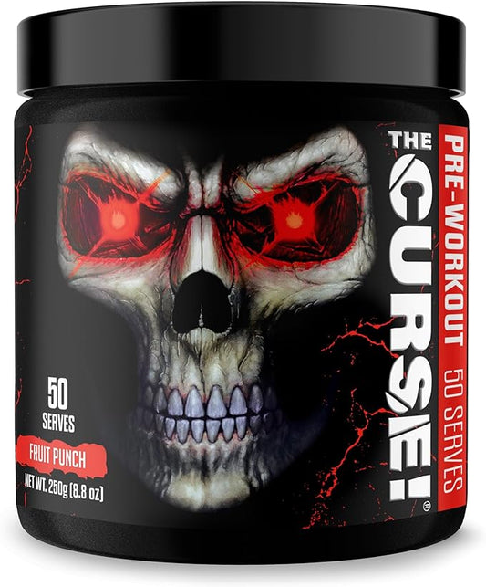JNX SPORTS The Curse! Pre Workout Powder for Men & Women, Caffeine, Beta-Alanine, Creatine, L-Citrulline, 50 Servings, Fruit Punch Flavor – Boost Energy, Strength & Focus