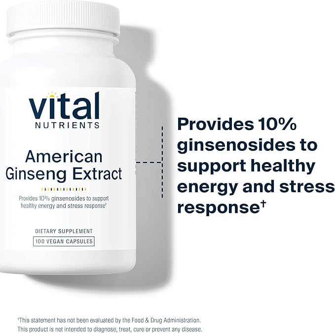 Vital Nutrients - American Ginseng - Energy Support - Mental and Physical Endurance - 100 Vegetarian Capsules per Bottle - 250 mg