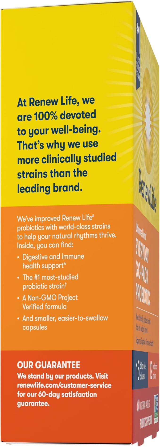Renew Life Everyday Go-Pack Probiotic Capsules, Daily Supplement Supports Urinary, Digestive and Immune Health, L. Rhamnosus GG, Dairy, Soy and gluten-free, 15 Billion CFU, 60 Count