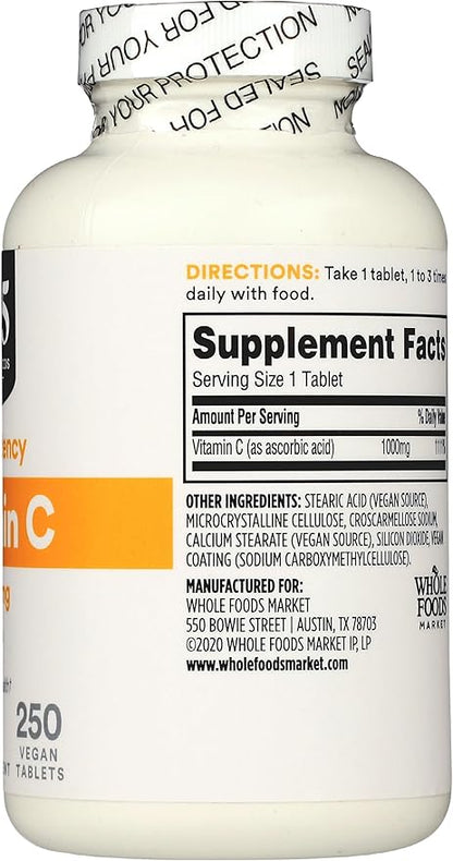 365 by Whole Foods Market, High Potency Vitamin C 1000mg, Vegan, 250 Tablets