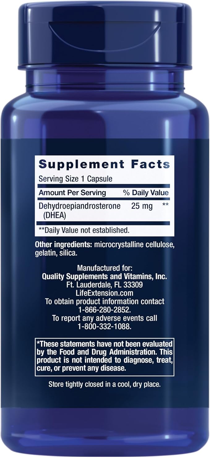 Life Extension DHEA 25mg and Melatonin 6 Hour Time Release 300mcg - 100 Capsules and 100 Tablets