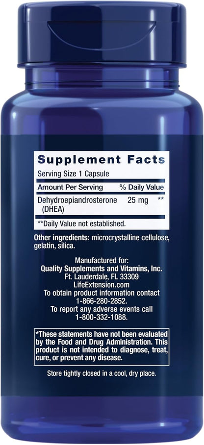 Life Extension DHEA 25mg Hormone Balance & Vitamin D3 5000IU Bone Health - 100 Capsules & 60 Softgels