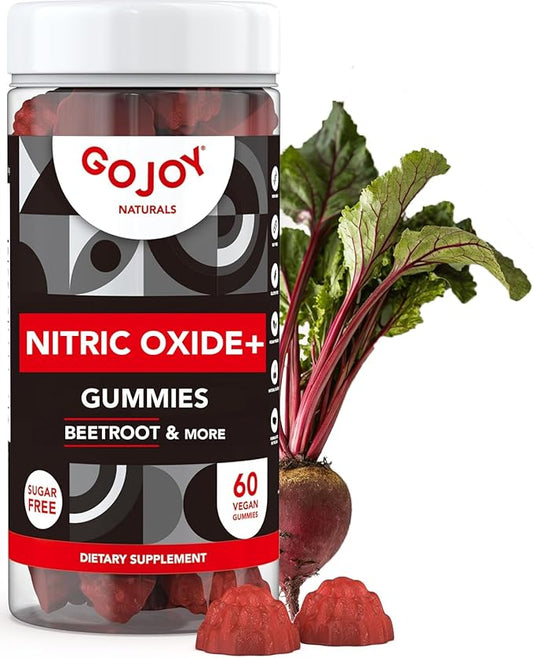 Vegan Sugar Free Nitric Oxide Gummies with Beet Root, L-Citrulline, Hawthorn Berry, Pine Bark - Nitric Oxide Supplements for Men & Women (60 Count)