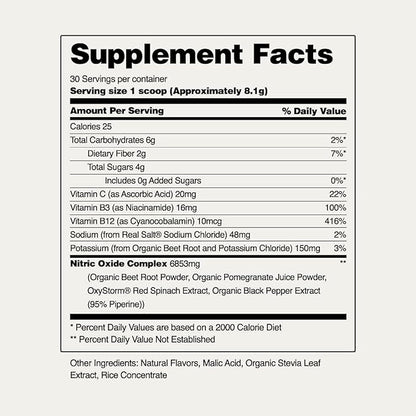 Snap Supplements USDA Organic Beet Root Powder, 3-in-1 Nitric Oxide Supplement, Support Healthy Blood Pressure and Blood Circulation, 250g (30 Servings (Pack of 1), Mixed Berry)