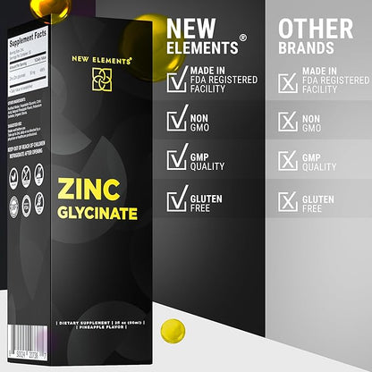 Zinc Supplements 50mg | Liquid Zinc Supplement | Zinc Glycinate Drops for Adults | Supports Immune Health | Metabolism | Skin Care Supplement | Non-GMO | Vegan | Gluten-Free