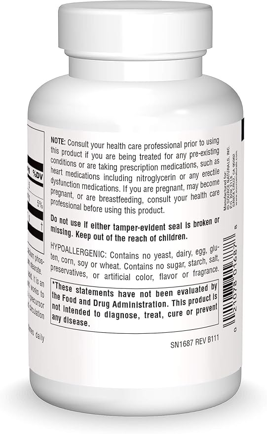 Source Naturals Free Form L-Arginine, 500mg - 100 Capsules